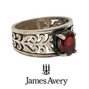 James Avery Adoree Gemstone Ring - Sterling Silver with Oval Garnet Stone